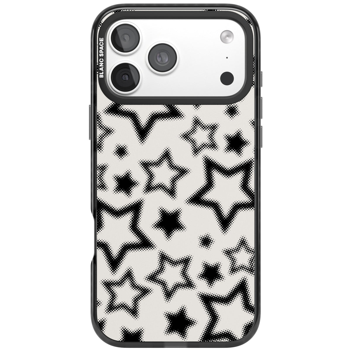 Black Halftone Stars iPhone 18 Pro Max Impact Pro Black Phone Case front