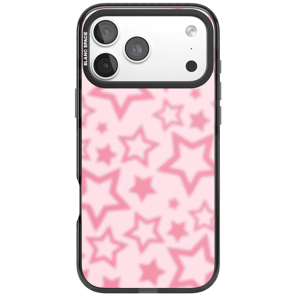Pink Halftone Stars iPhone 18 Pro Max Impact Pro Black Phone Case front