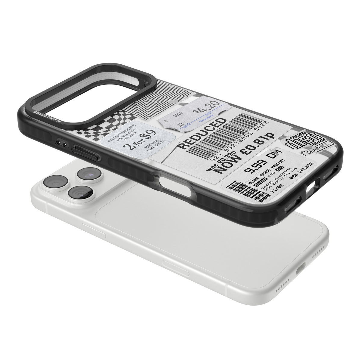 White Sticker Mix iPhone 18 Pro Max Impact Pro Black Phone Case angled