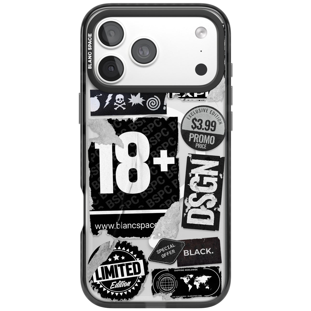 Black Sticker Mix iPhone 18 Pro Max Impact Pro Black Phone Case front