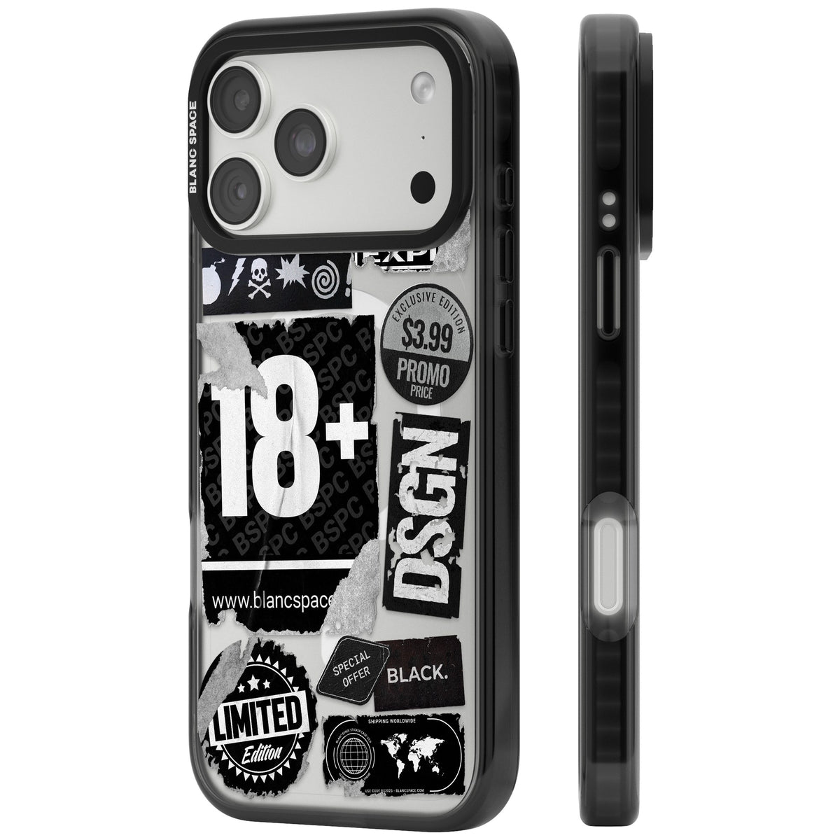 Black Sticker Mix iPhone 18 Pro Max Impact Pro Black Phone Case side