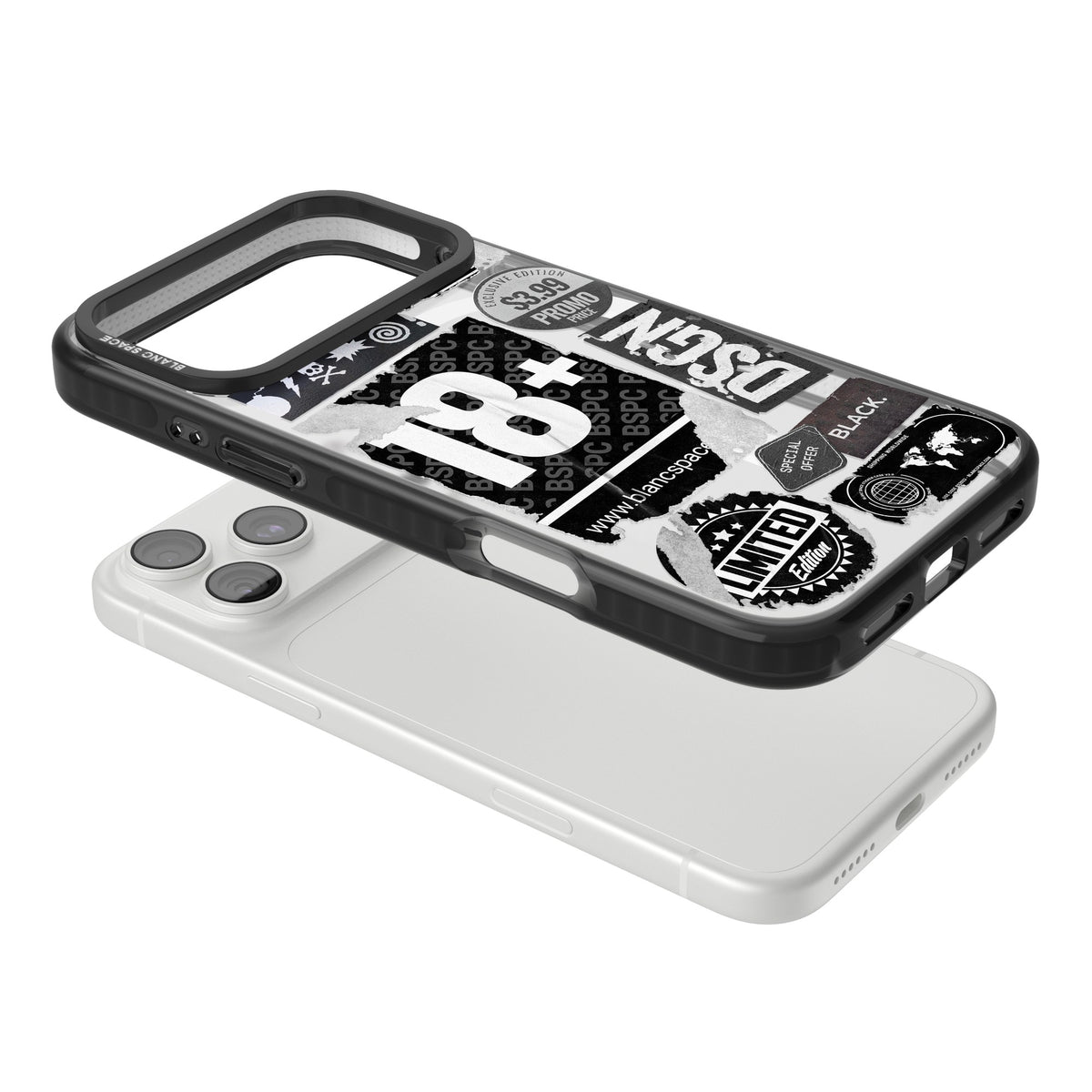 Black Sticker Mix iPhone 18 Pro Max Impact Pro Black Phone Case angled