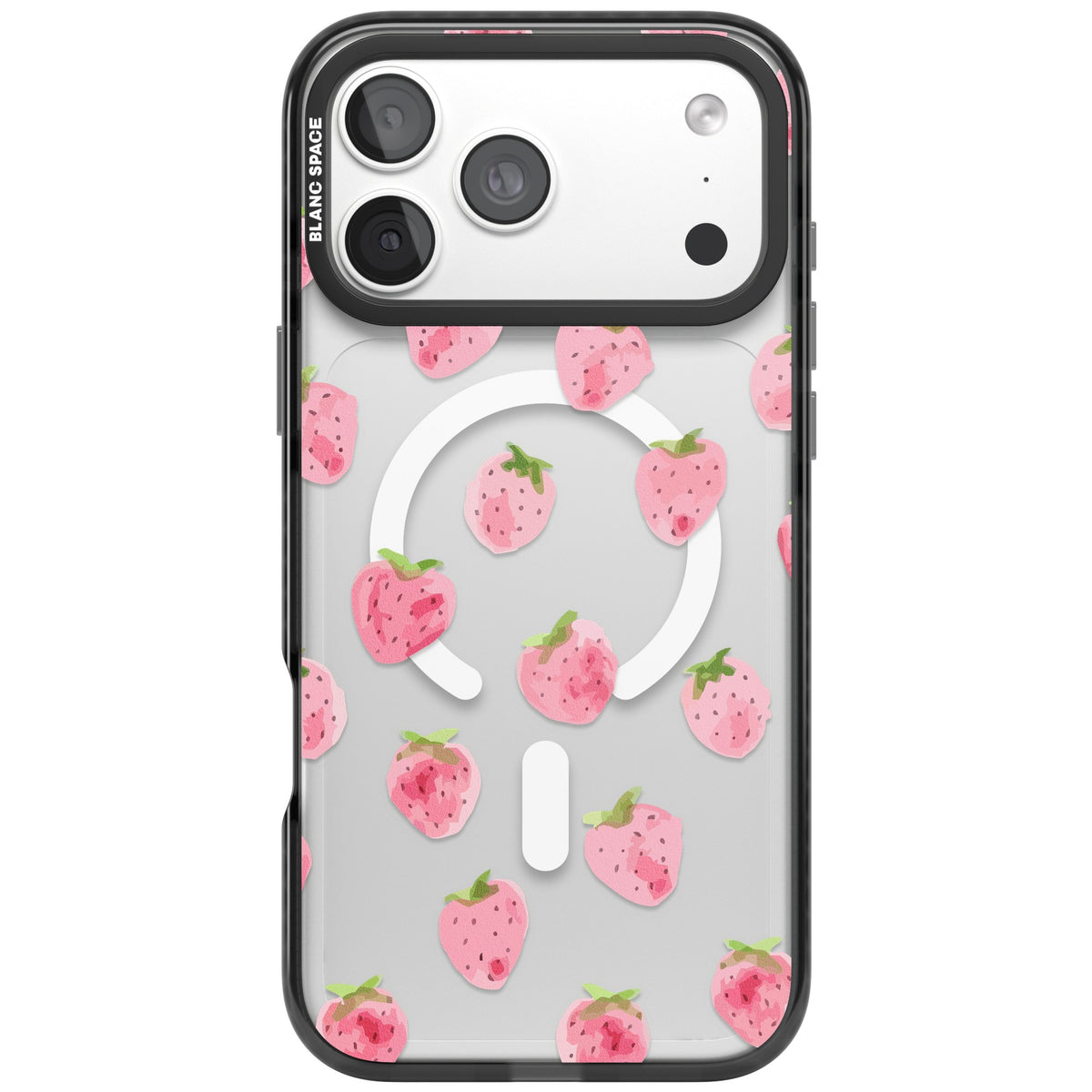 Pink Strawberry iPhone 18 Pro Max Impact Pro Black Phone Case front