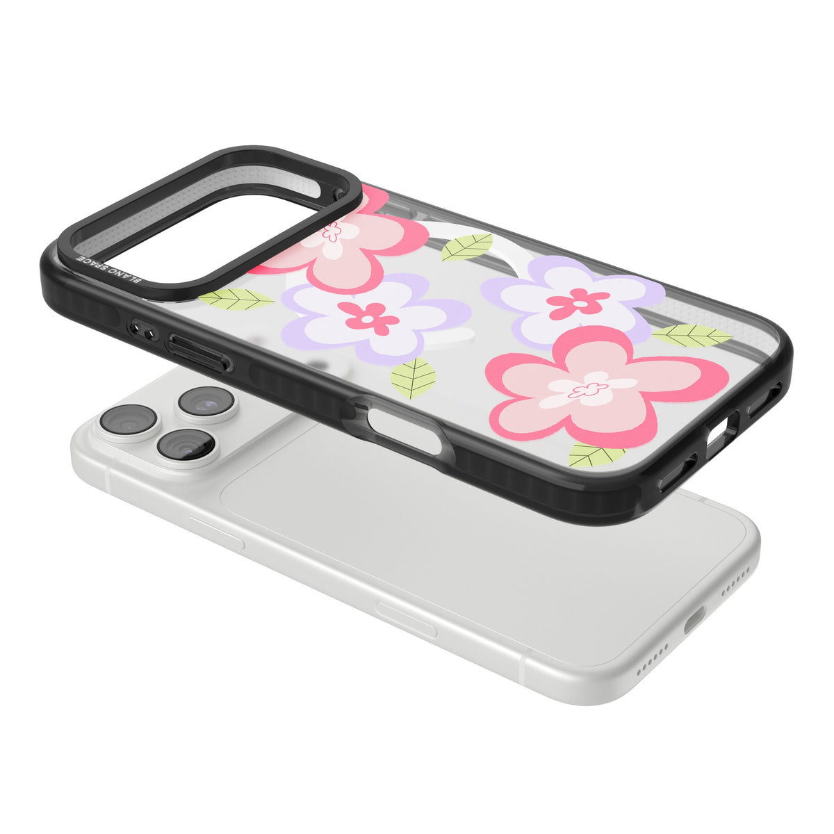 Funky Flowers iPhone 18 Pro Max Impact Pro Black Phone Case angled