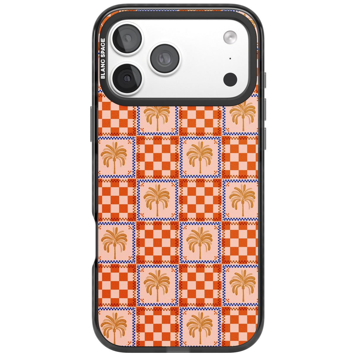 Terracotta Summer Checked iPhone 18 Pro Max Impact Pro Black Phone Case front
