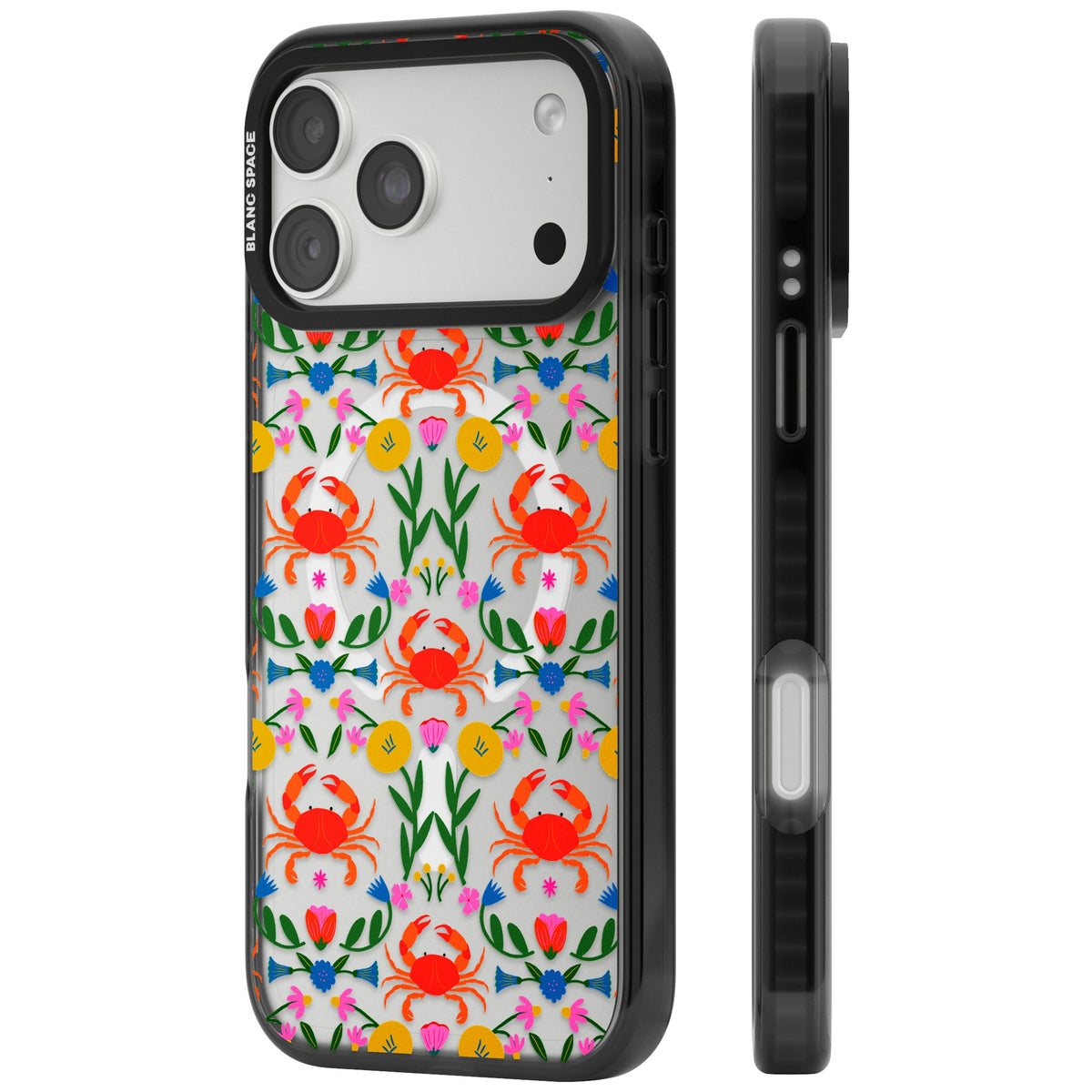 Crabs Flowers iPhone 18 Pro Max Impact Pro Black Phone Case side