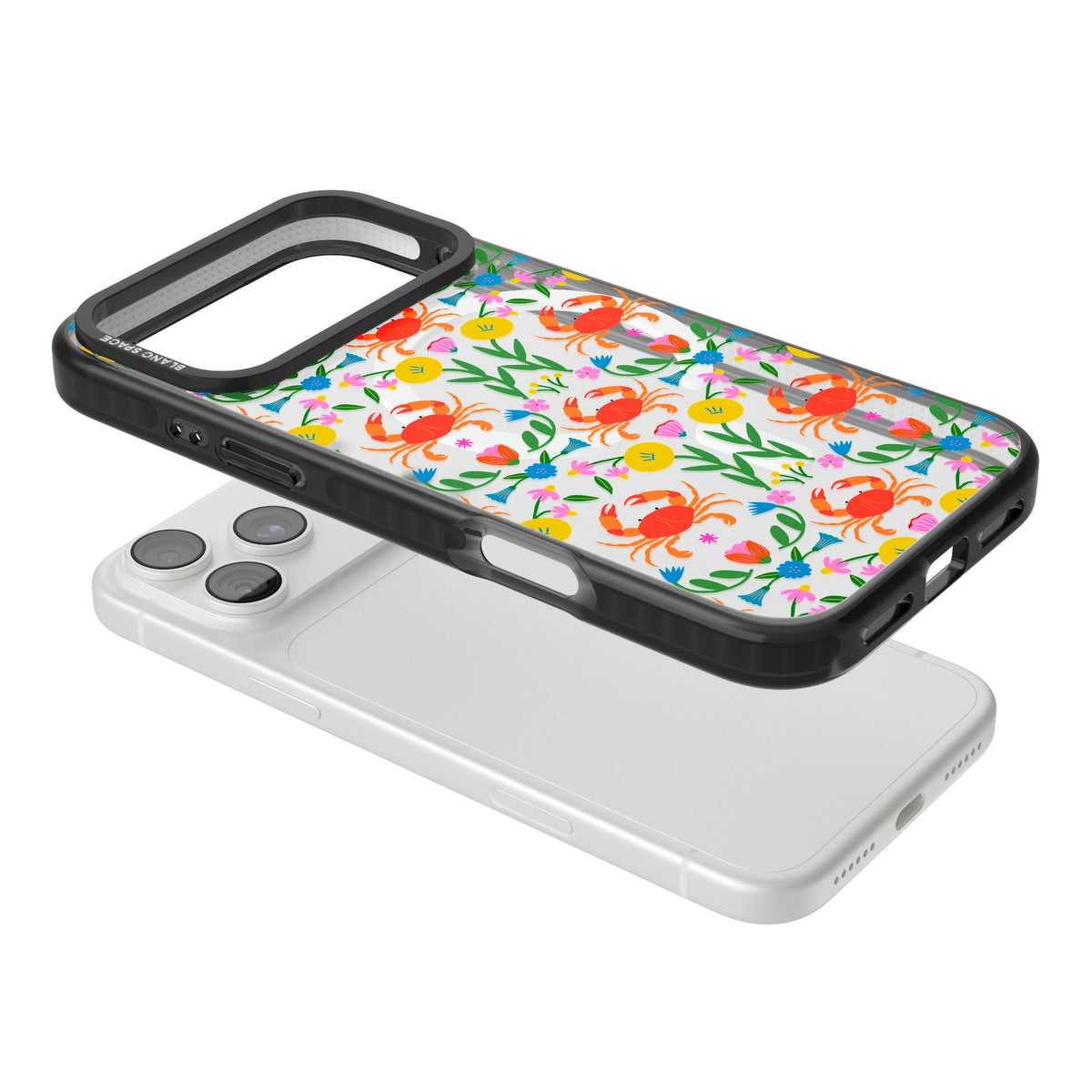 Crabs Flowers iPhone 18 Pro Max Impact Pro Black Phone Case angled