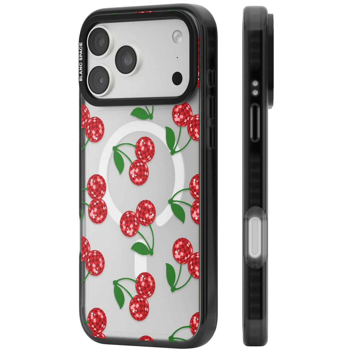 Disco Cherries iPhone 18 Pro Max Impact Pro Black Phone Case side