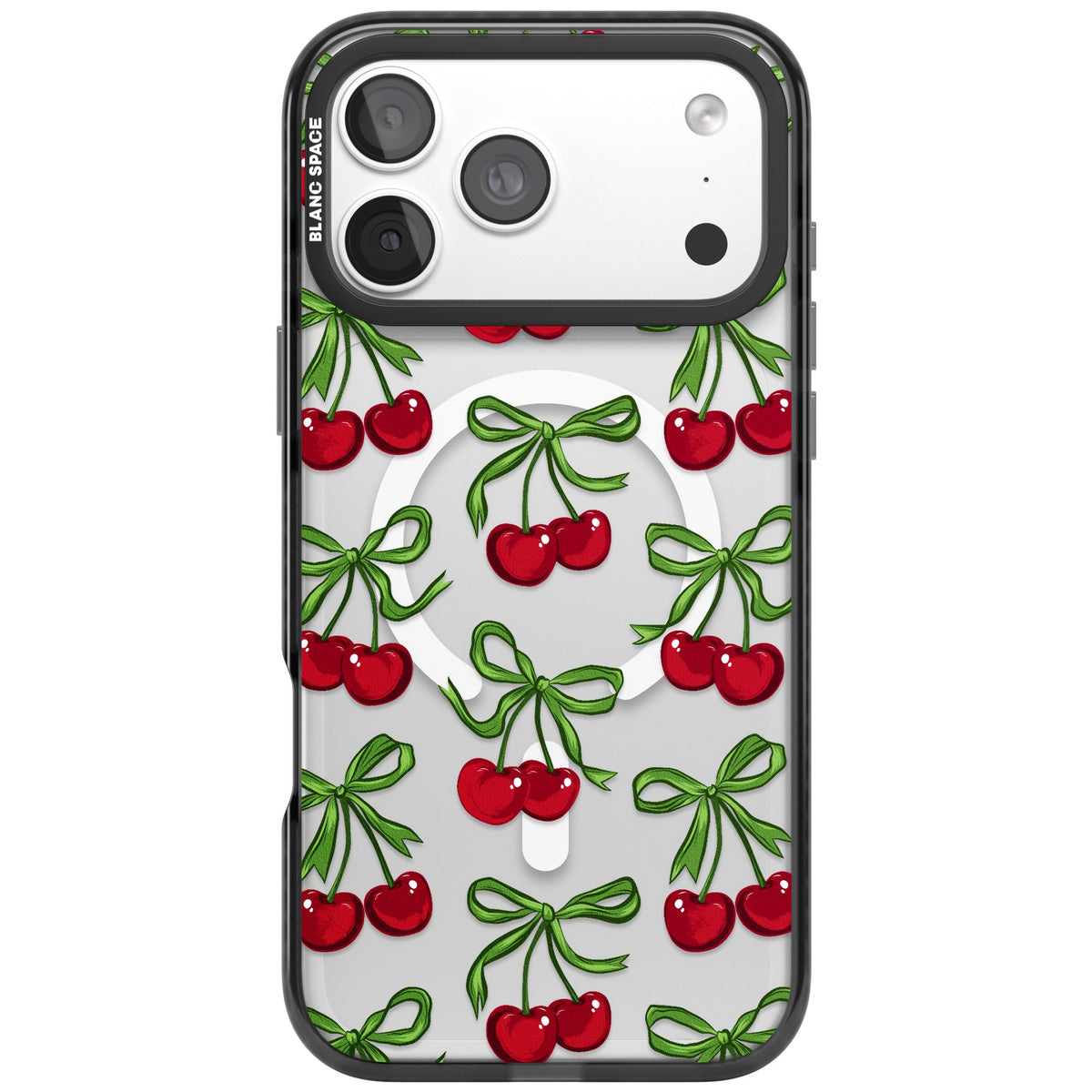 Cherry Bows iPhone 18 Pro Max Impact Pro Black Phone Case front