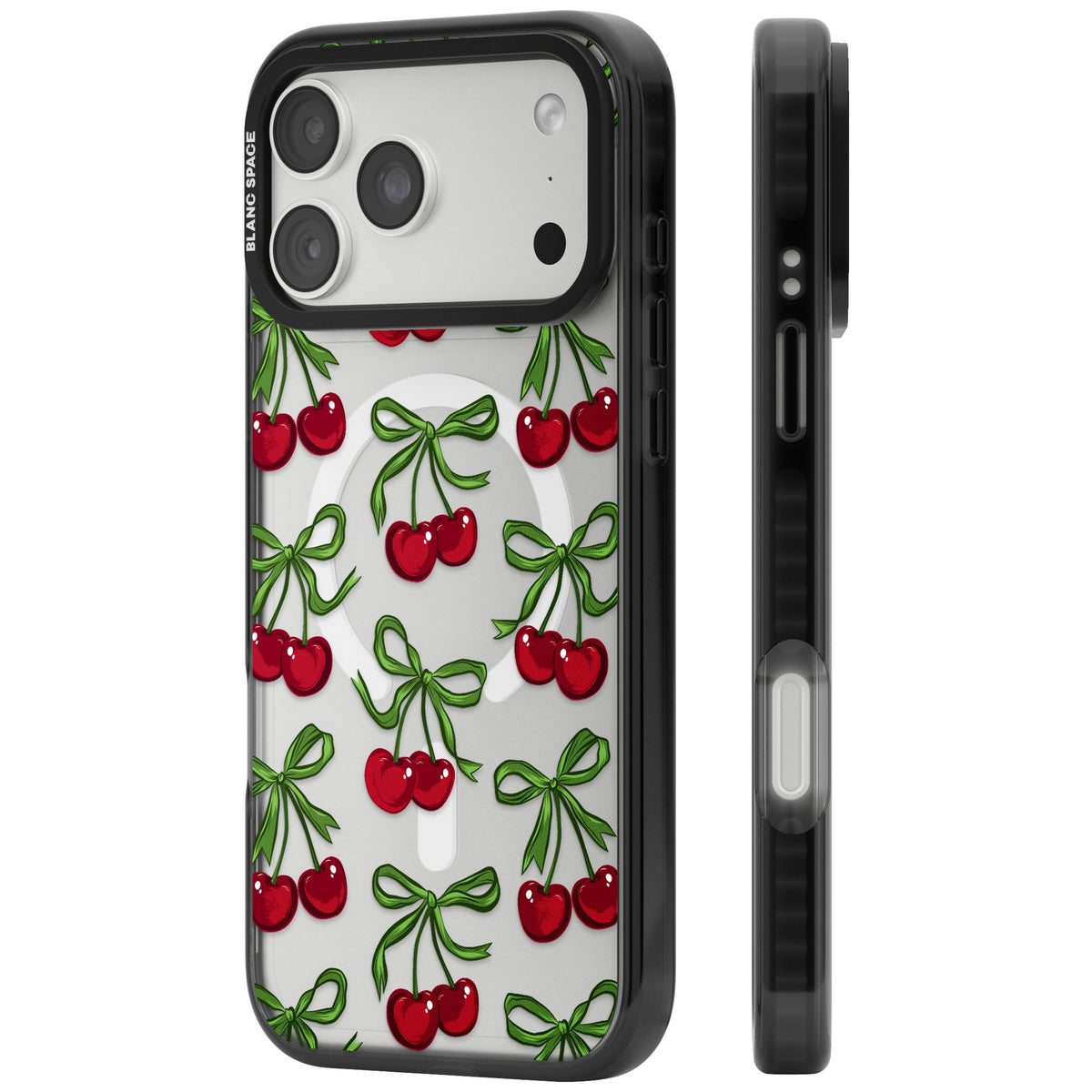 Cherry Bows iPhone 18 Pro Max Impact Pro Black Phone Case side