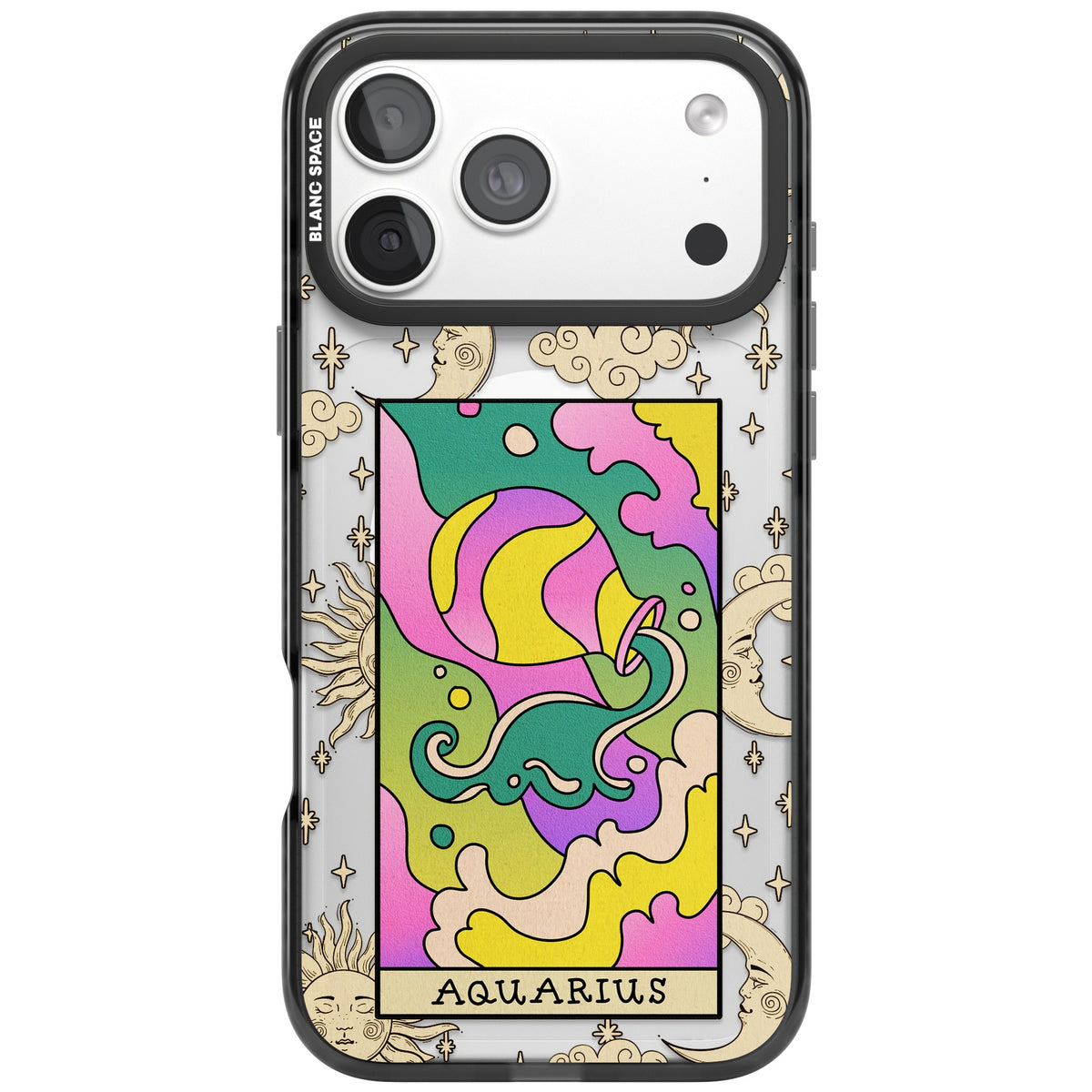 Celestial Zodiac Aquarius iPhone 18 Pro Max Impact Pro Black Phone Case front