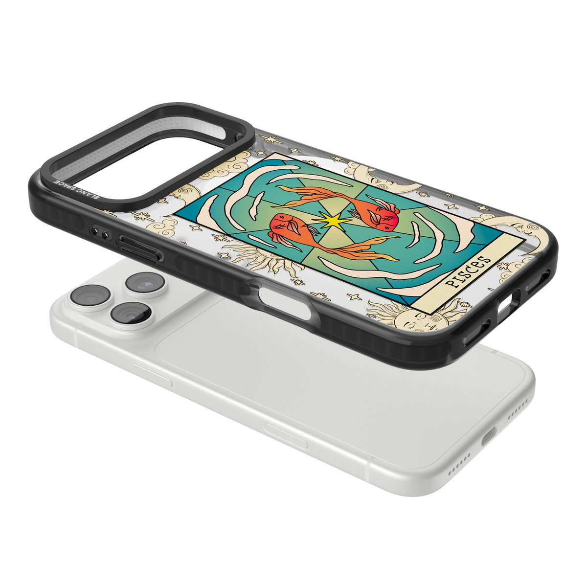 Celestial Zodiac Pisces iPhone 18 Pro Max Impact Pro Black Phone Case angled