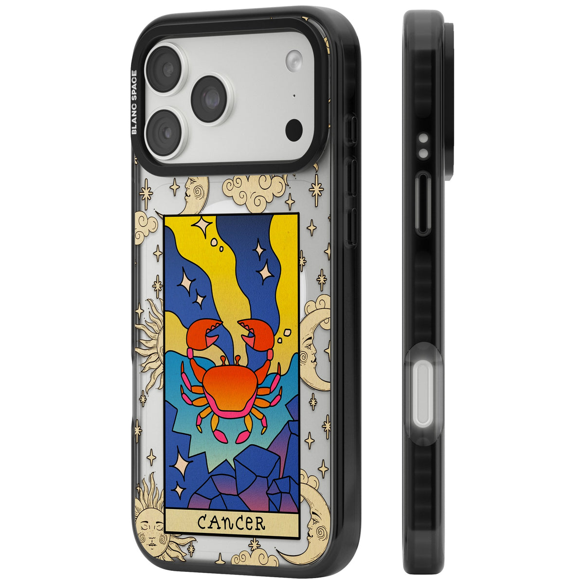 Celestial Zodiac Cancer iPhone 18 Pro Max Impact Pro Black Phone Case side