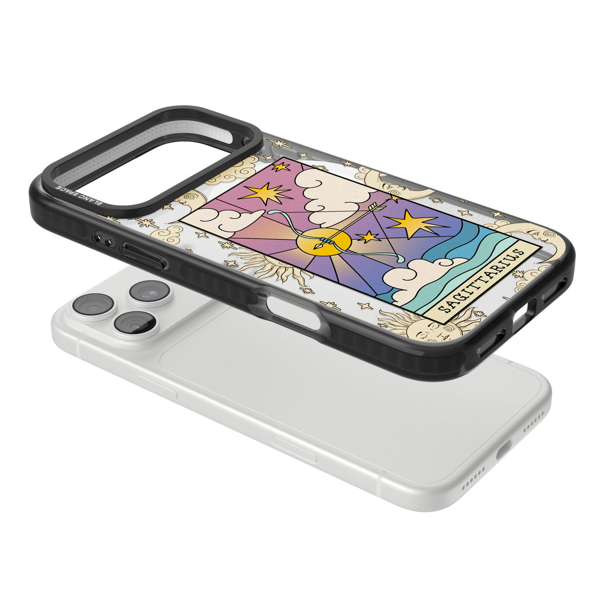 Celestial Zodiac Sagittarius iPhone 18 Pro Max Impact Pro Black Phone Case angled