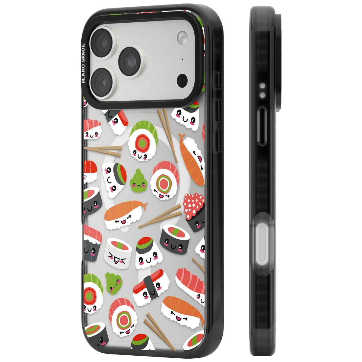Kawaii Sushi Party iPhone 18 Pro Max Impact Pro Black Phone Case side
