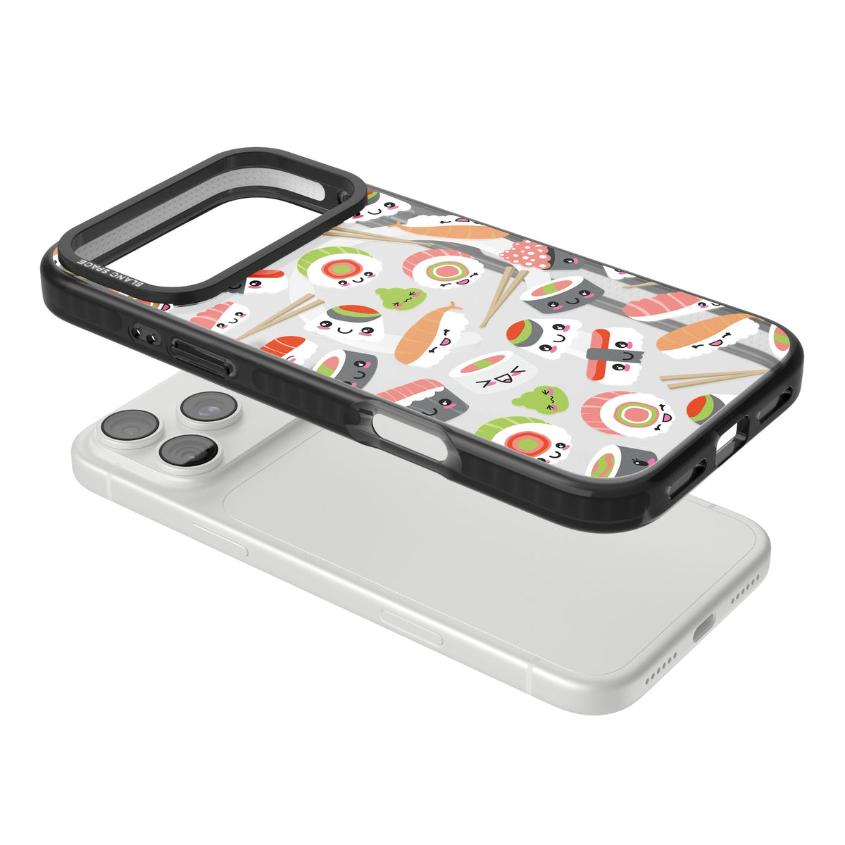 Kawaii Sushi Party iPhone 18 Pro Max Impact Pro Black Phone Case angled
