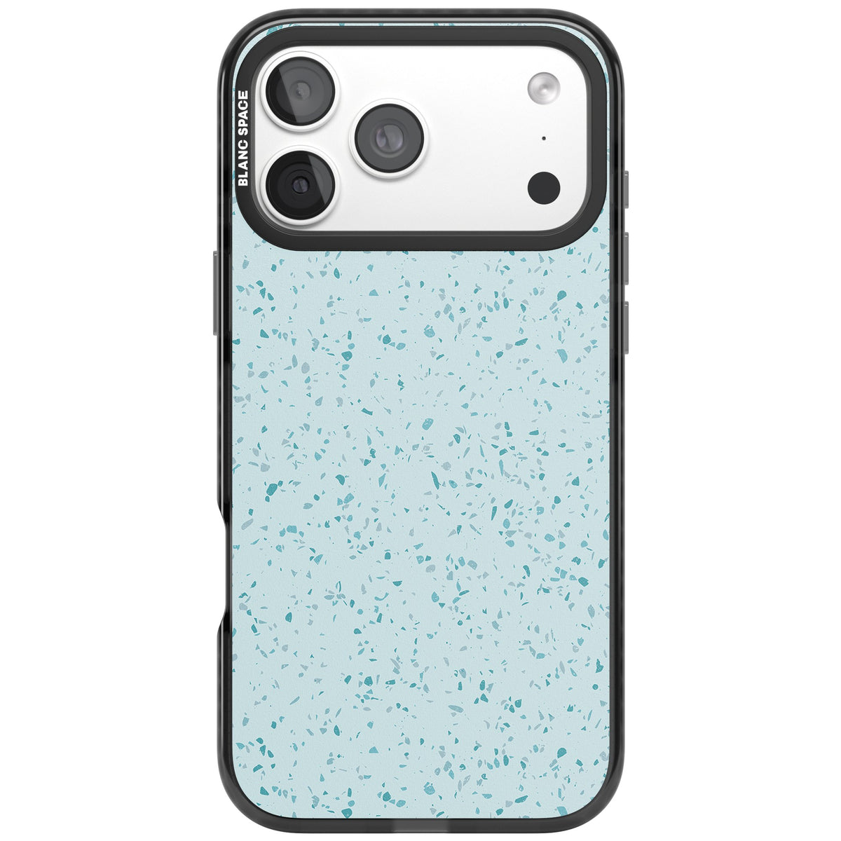 Light Blue Terrazzo Pattern iPhone 18 Pro Max Impact Pro Black Phone Case front