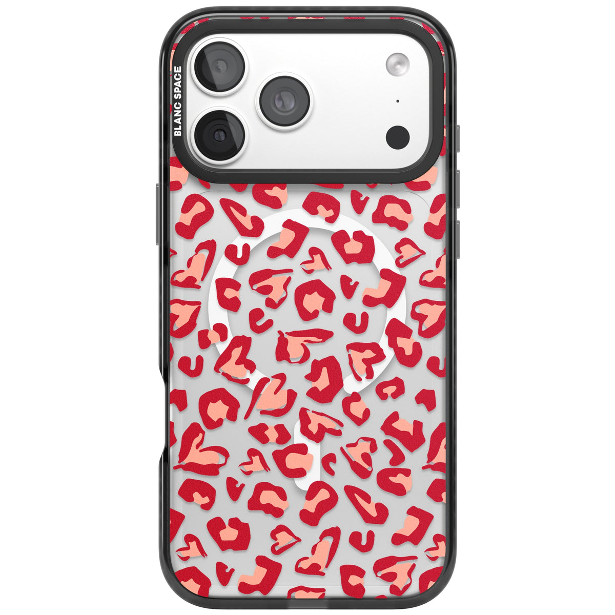 Heart Leopard Print iPhone 18 Pro Max Impact Pro Black Phone Case front