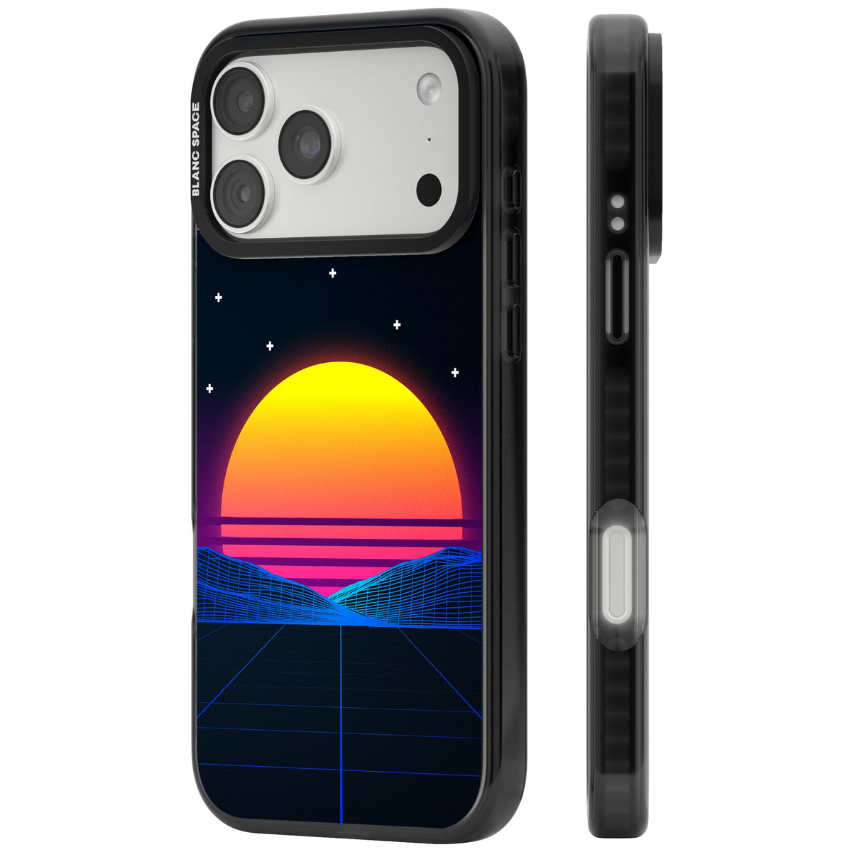 Sunset Vaporwave iPhone 18 Pro Max Impact Pro Black Phone Case side