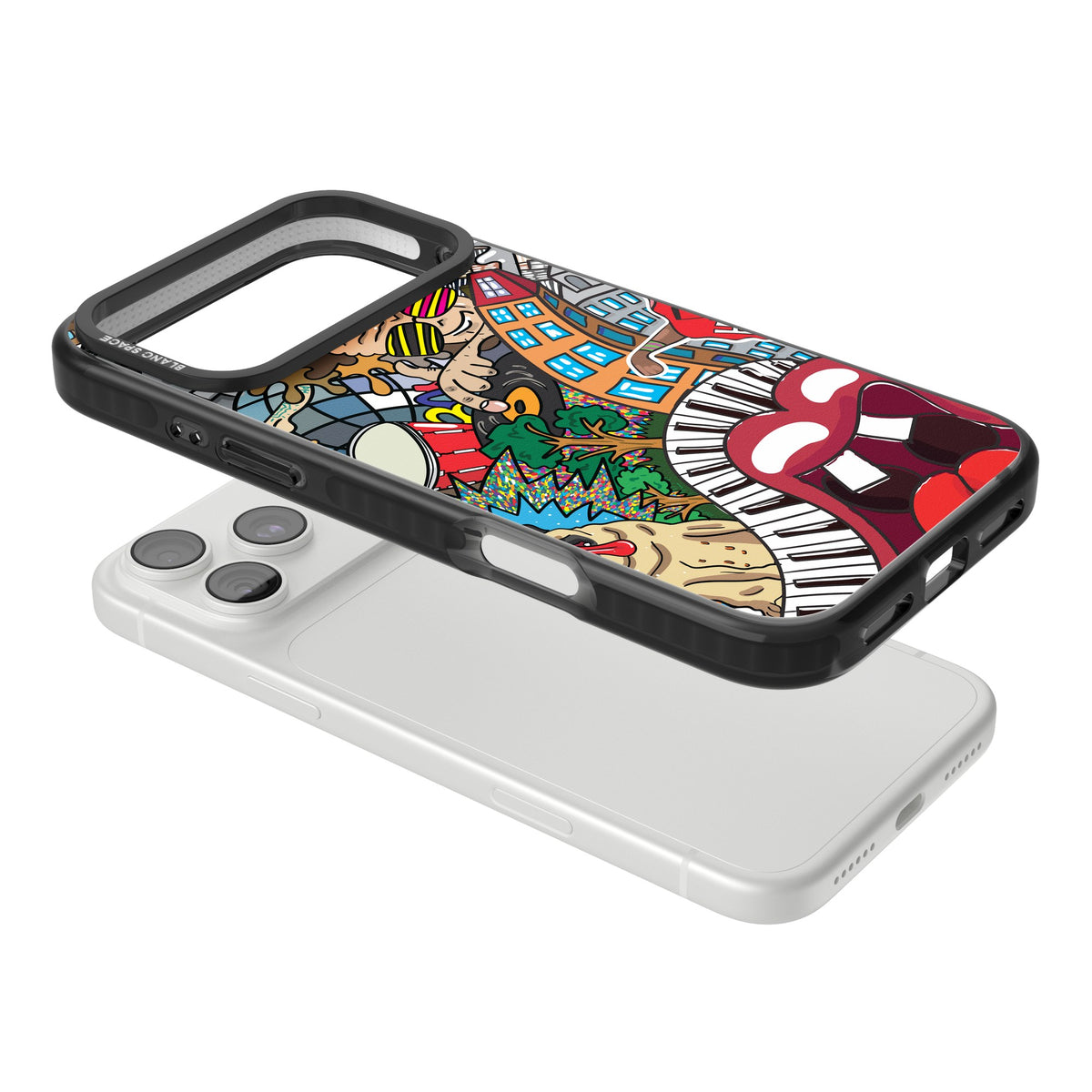 Funky Music City iPhone 18 Pro Max Impact Pro Black Phone Case angled