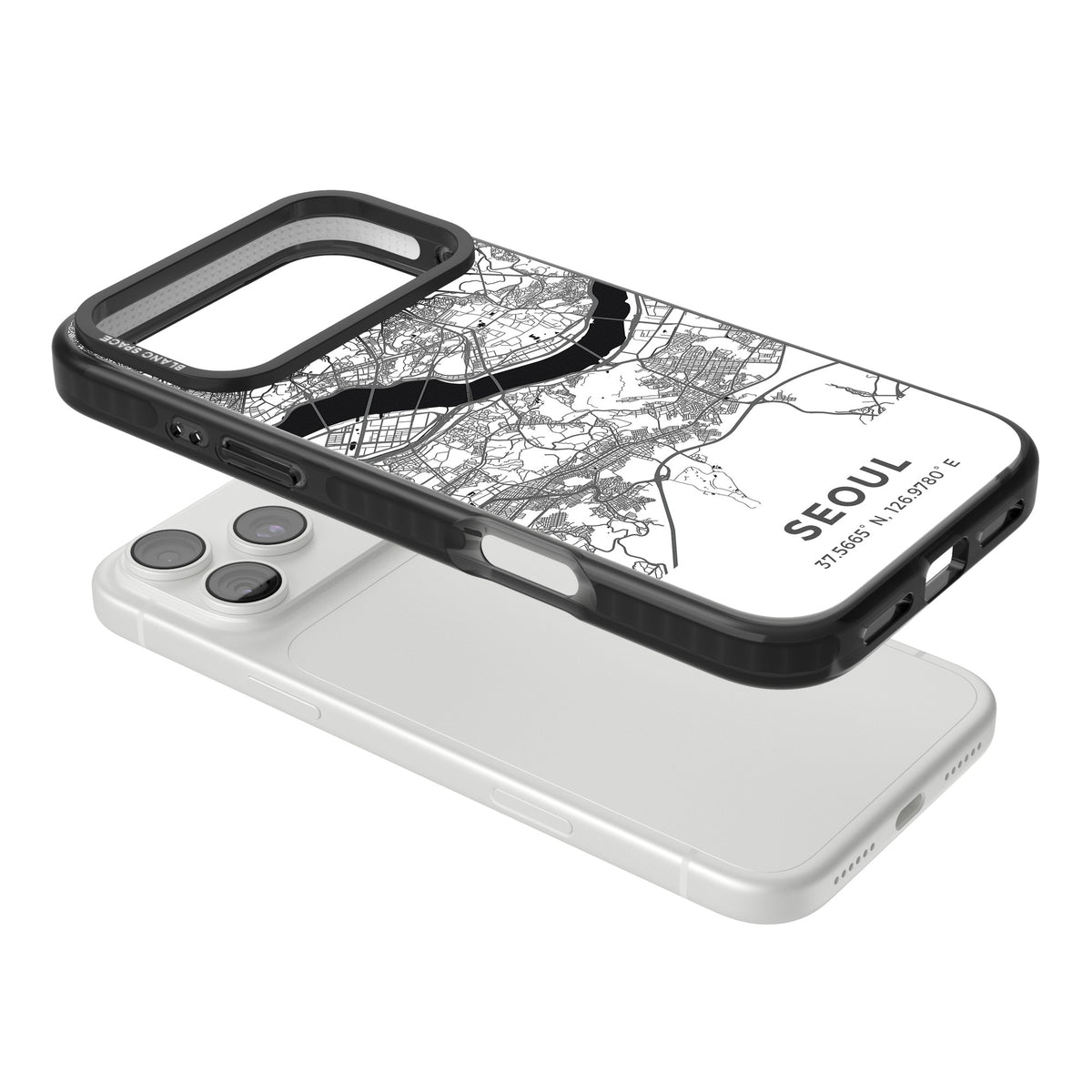 Seoul City Map iPhone 18 Pro Max Impact Black Phone Case angled
