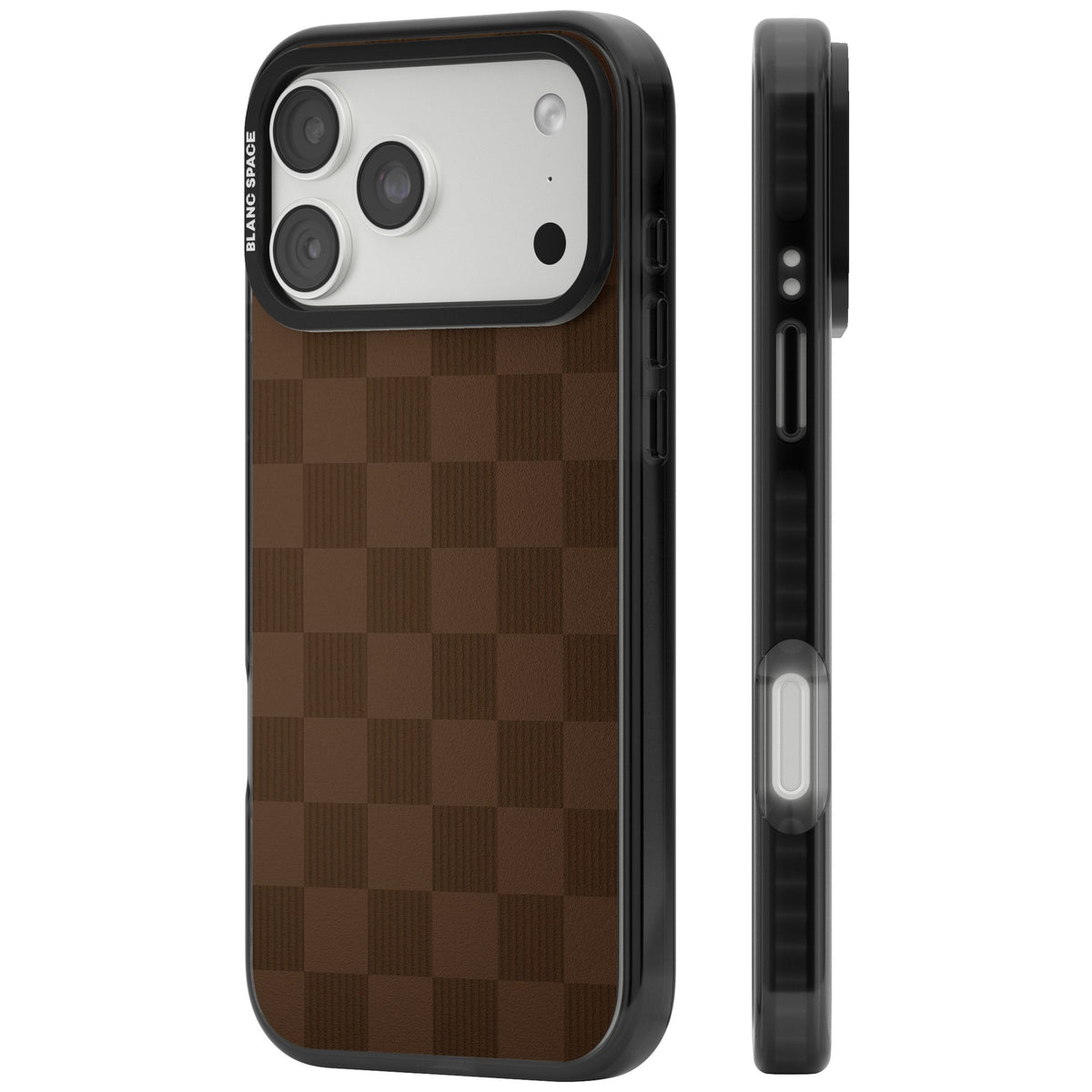 Chocolate Checkered iPhone 18 Pro Max Impact Black Phone Case side