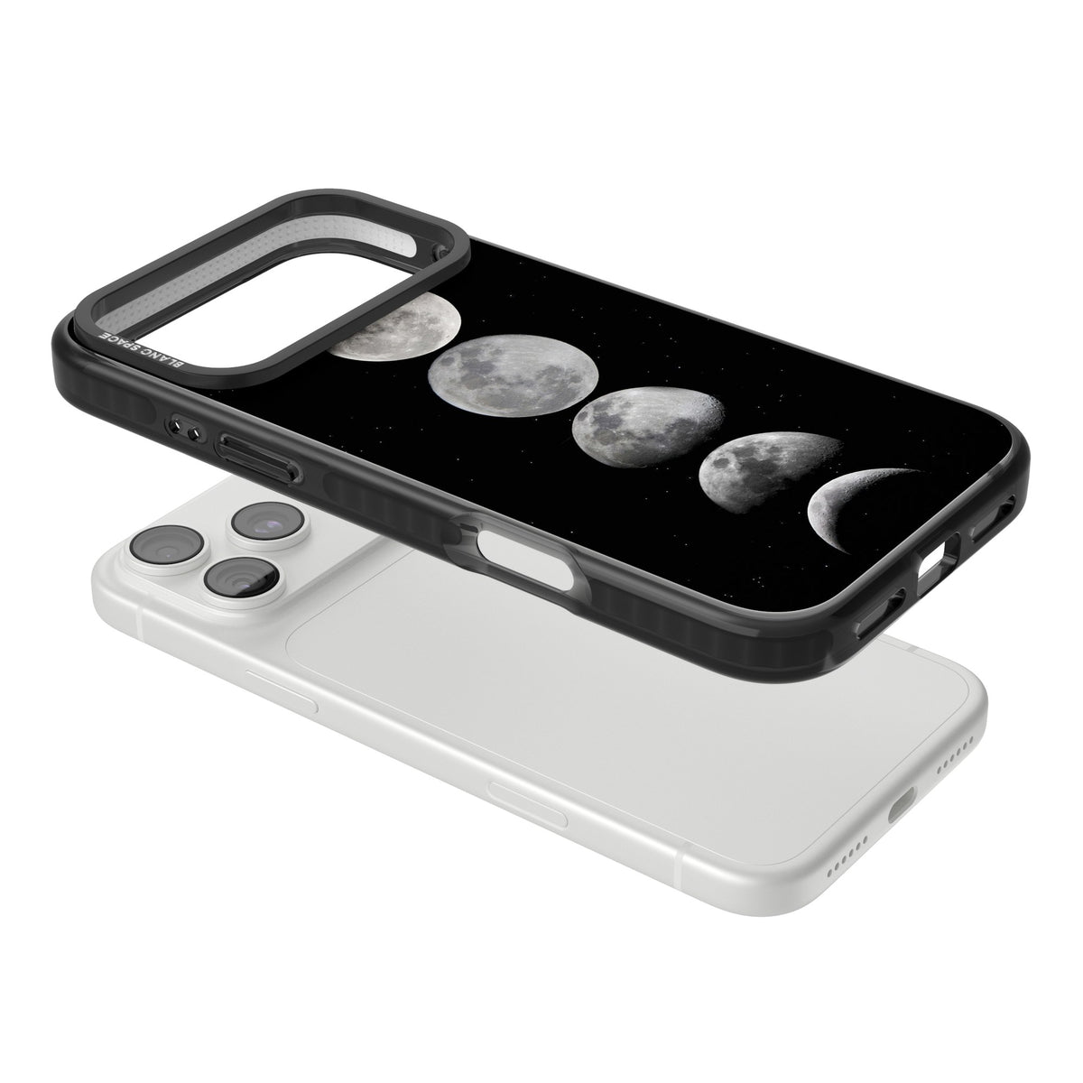Phases Of The Moon iPhone 18 Pro Max Impact Black Phone Case angled