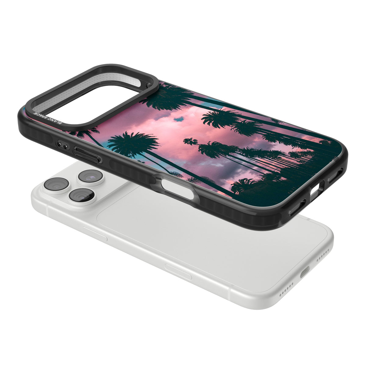 Sunset Palms iPhone 18 Pro Max Impact Black Phone Case angled