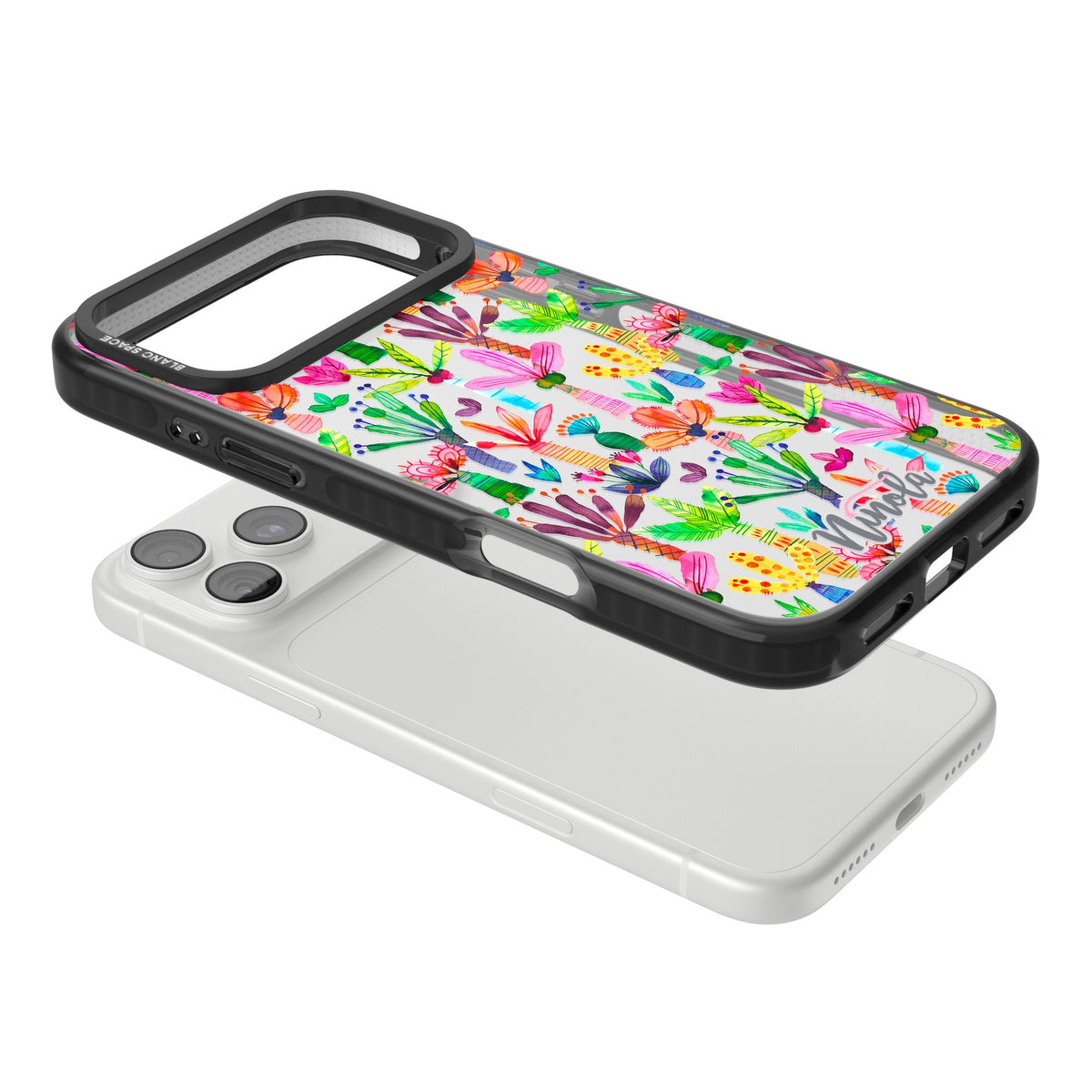 Tropical Botanical iPhone 18 Pro Max Impact Black Phone Case angled