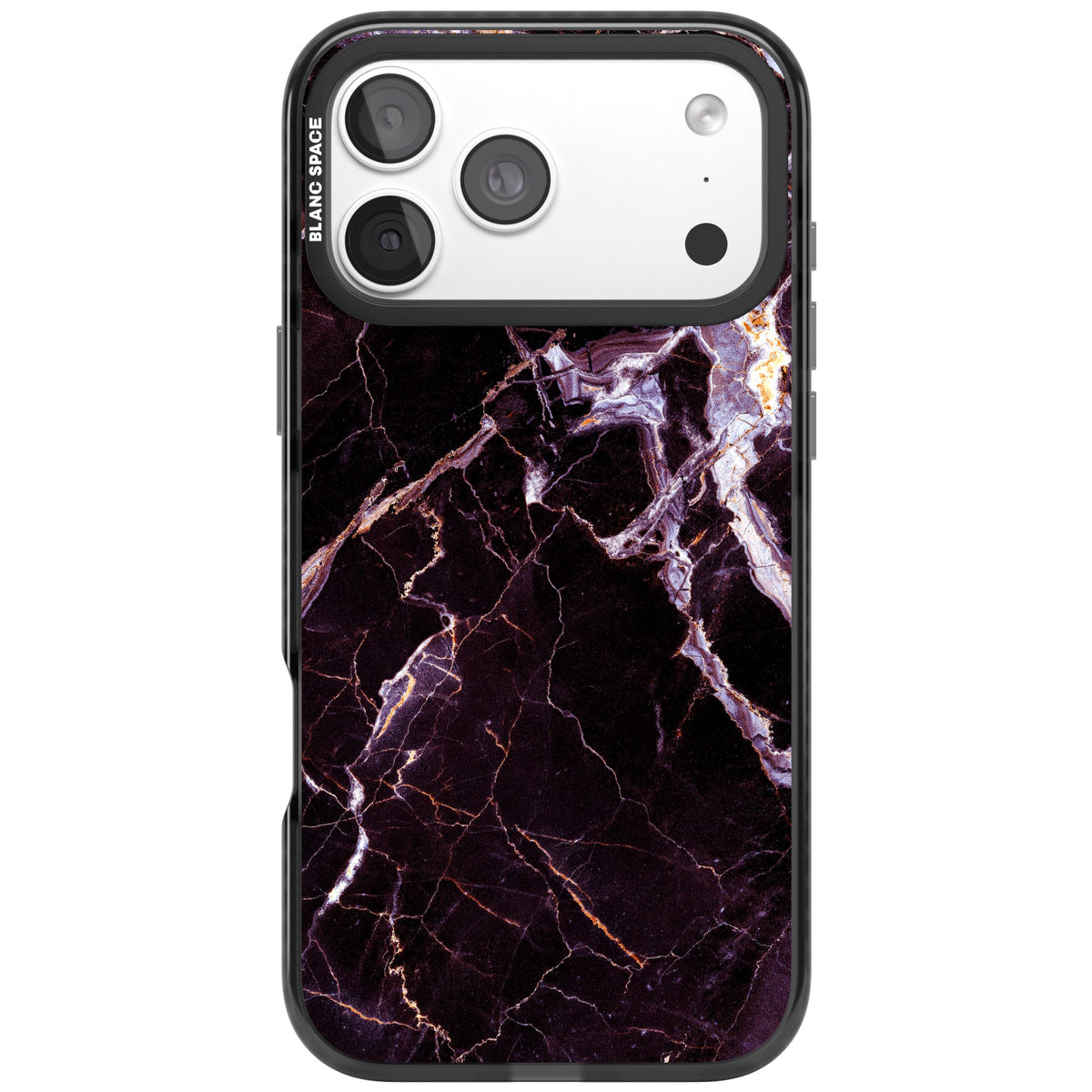 Violet Shatter Marble iPhone 18 Pro Max Impact Black Phone Case front