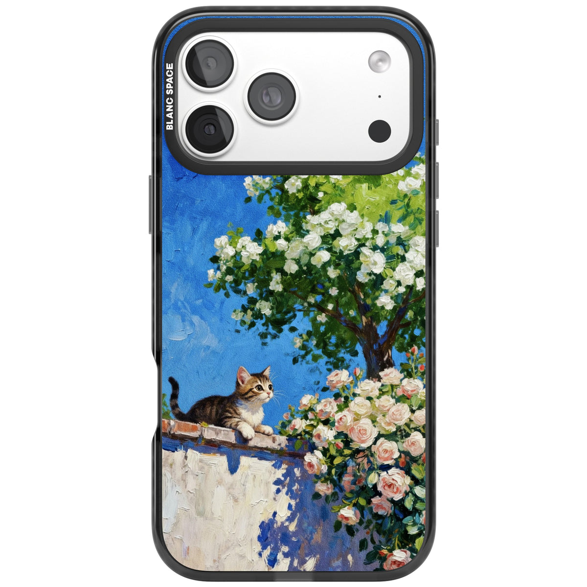 Kitten in Blooming Garden iPhone 18 Pro Max Impact Black Phone Case front