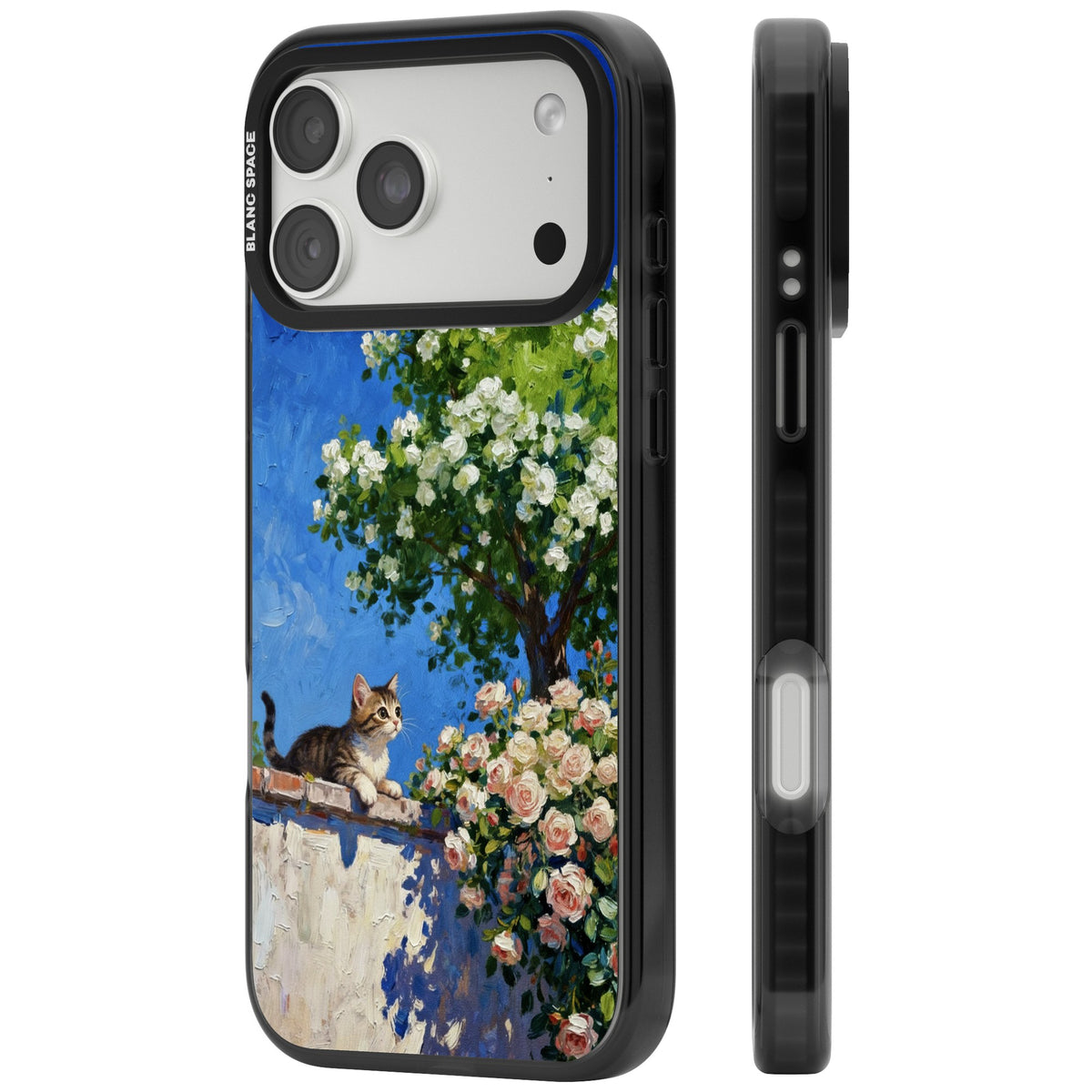 Kitten in Blooming Garden iPhone 18 Pro Max Impact Black Phone Case side