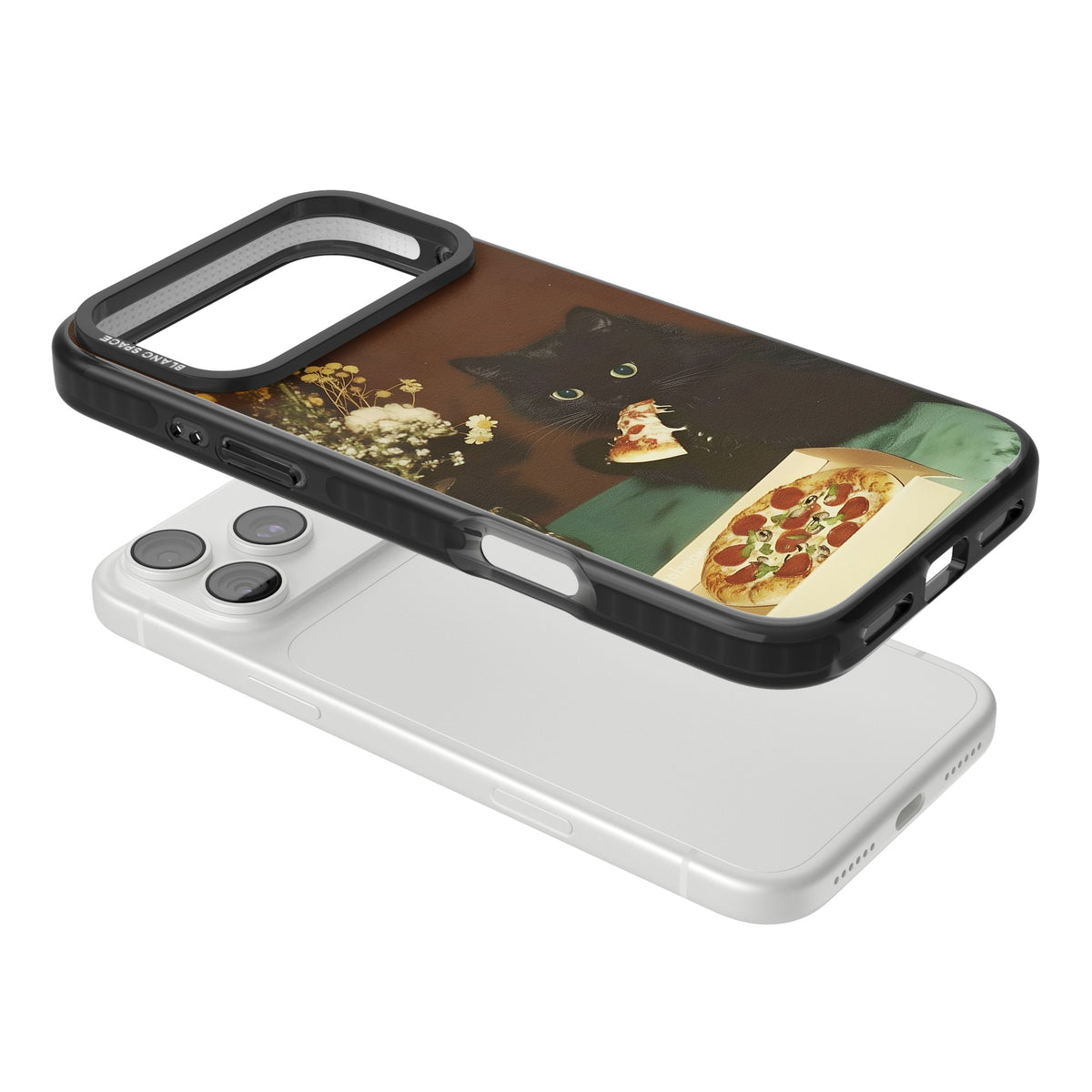 Late Night Snack Cat iPhone 18 Pro Max Impact Black Phone Case angled