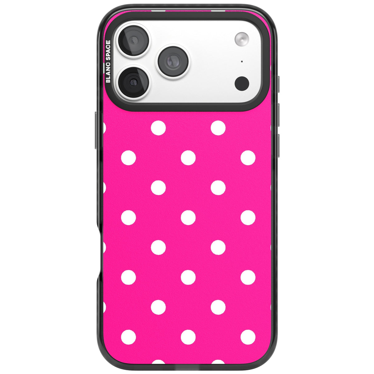 Pink Polka Dot iPhone 18 Pro Max Impact Black Phone Case front