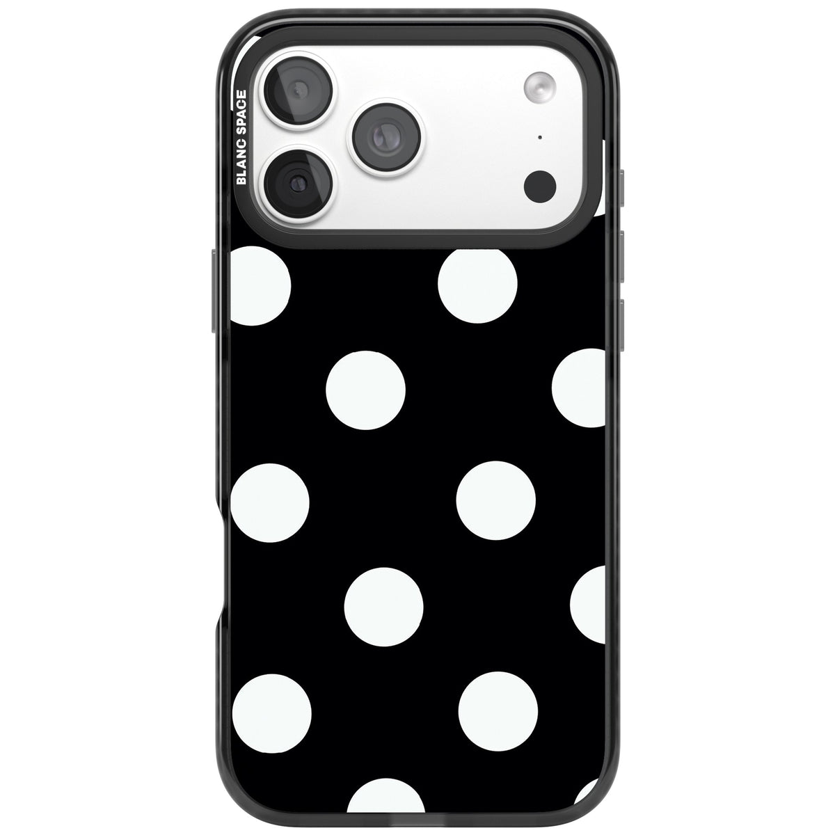 Chic Black Polka Dot iPhone 18 Pro Max Impact Black Phone Case front