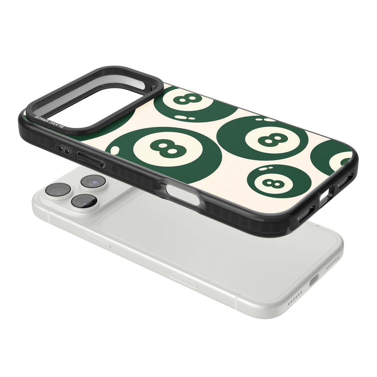 Green Eight Balls iPhone 18 Pro Max Impact Black Phone Case angled