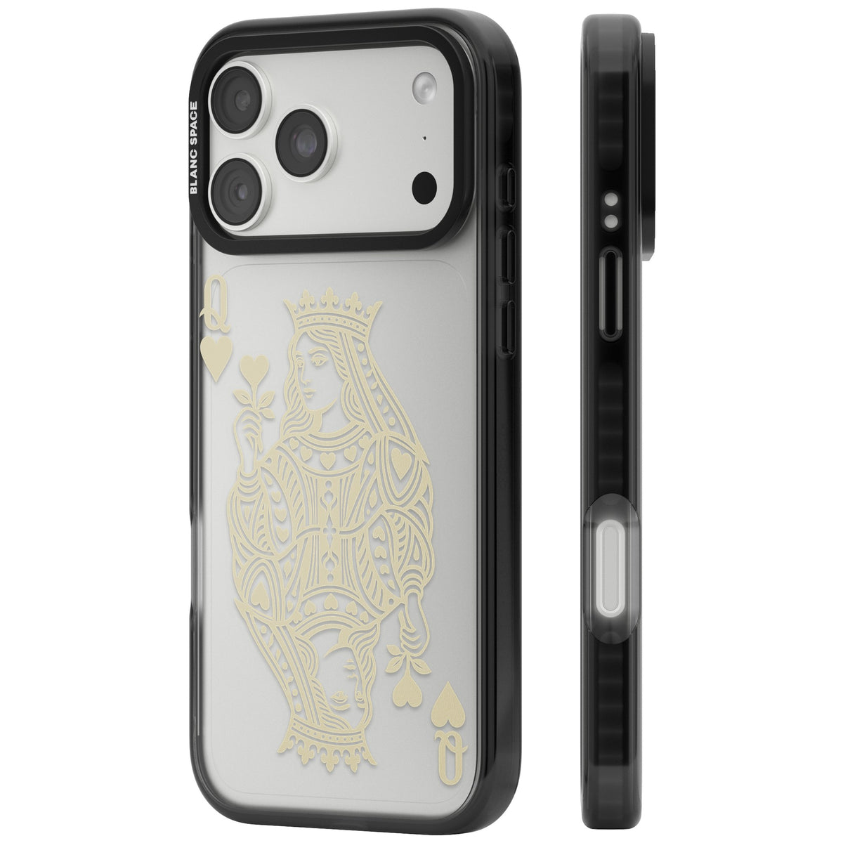Queen Of Hearts (Beige) iPhone 18 Pro Max Impact Black Phone Case side
