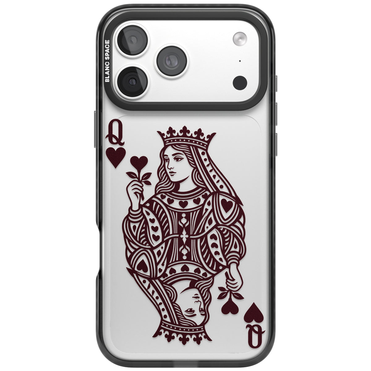 Queen Of Hearts (Burgundy) iPhone 18 Pro Max Impact Black Phone Case front