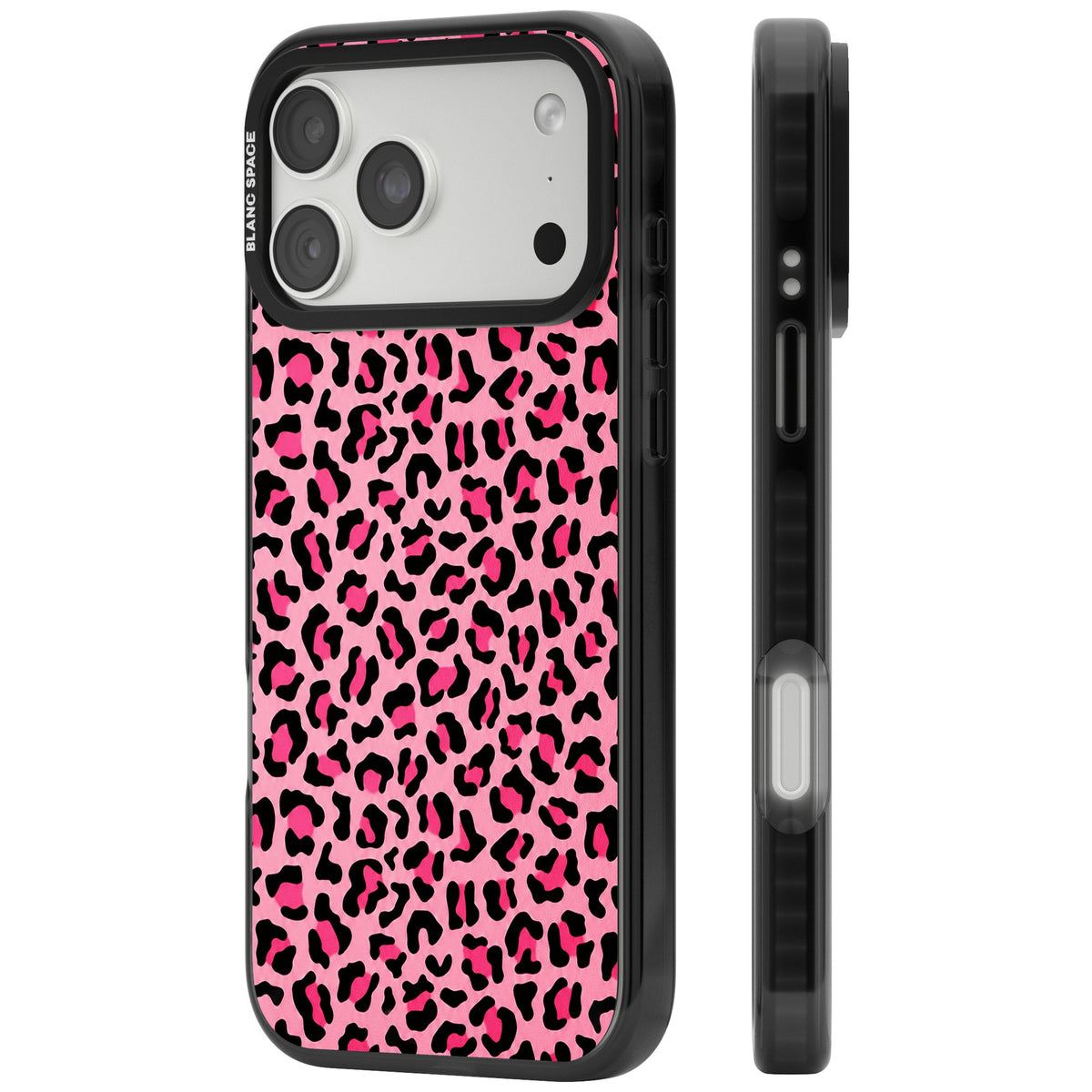 Pink Leopard iPhone 18 Pro Max Impact Black Phone Case side