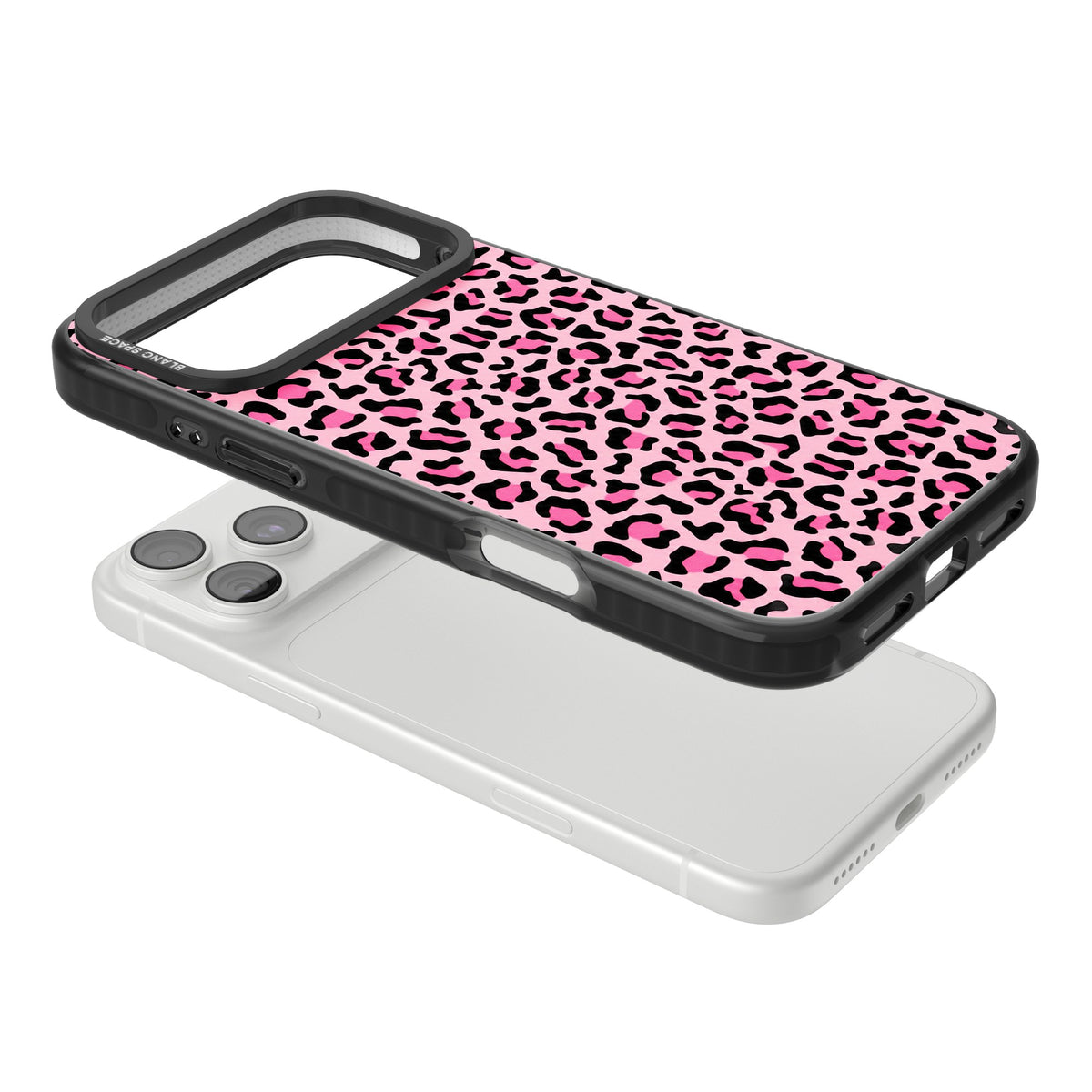 Pink Leopard iPhone 18 Pro Max Impact Black Phone Case angled