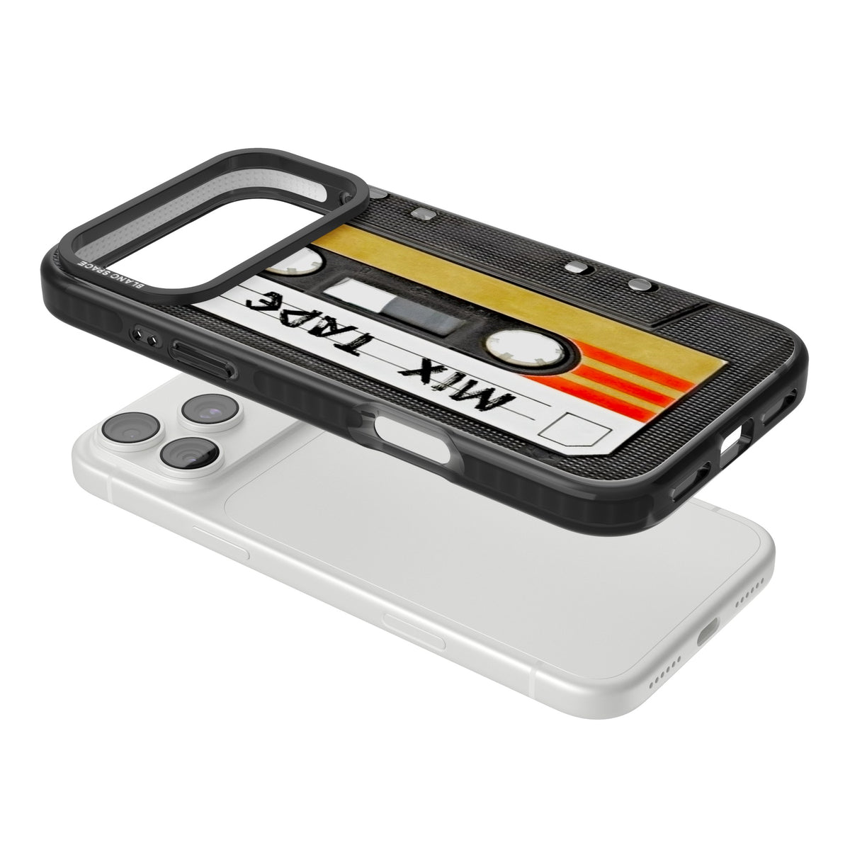 Retro Mix Tape iPhone 18 Pro Max Impact Black Phone Case angled