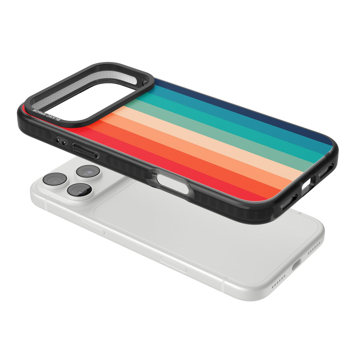 Retro Spectrum iPhone 18 Pro Max Impact Black Phone Case angled