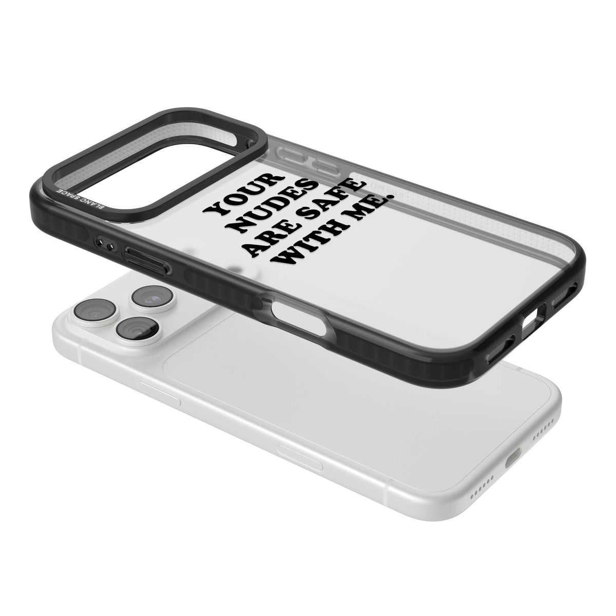 Your Nudes Are Safe Black iPhone 18 Pro Max Impact Black Phone Case angled