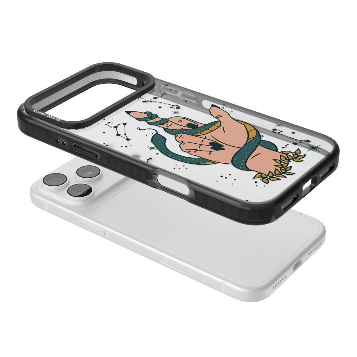 Snakes, Stars And Cynicism iPhone 18 Pro Max Impact Black Phone Case angled