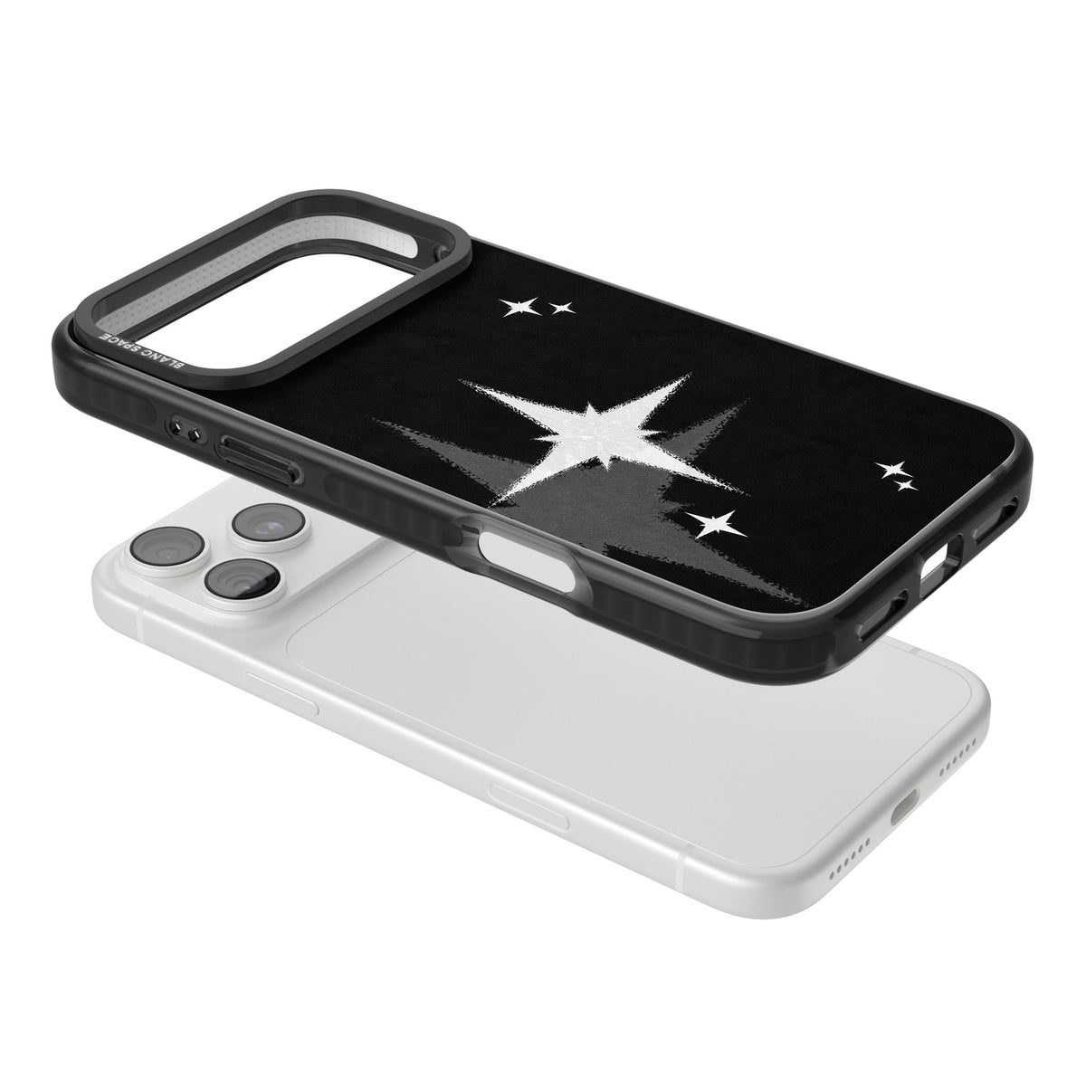 Black Sparkle iPhone 18 Pro Max Impact Black Phone Case angled