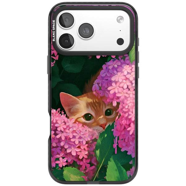 Cat In Pink Flowers
