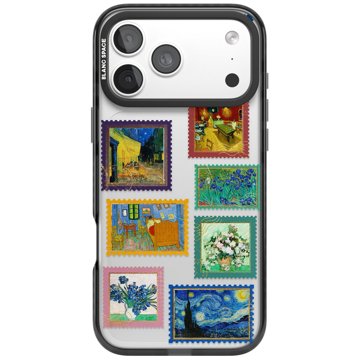 Coloured Vintage Art Stamps iPhone 18 Pro Max Impact Black Phone Case front