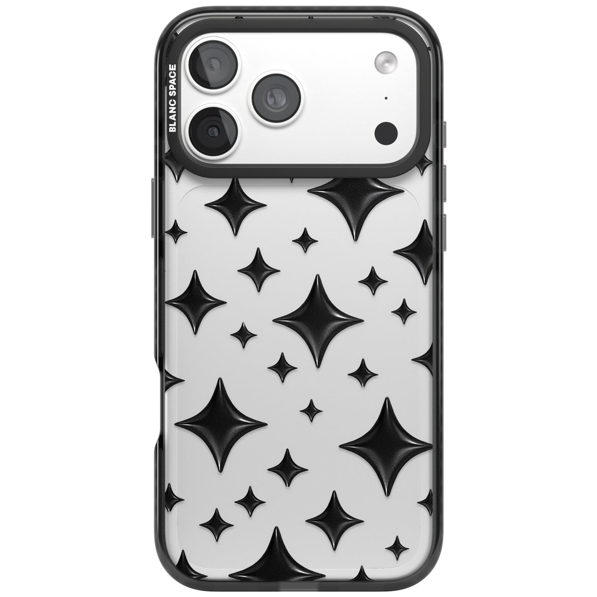 Black Puff Sparkle Pattern iPhone 18 Pro Max Impact Black Phone Case front
