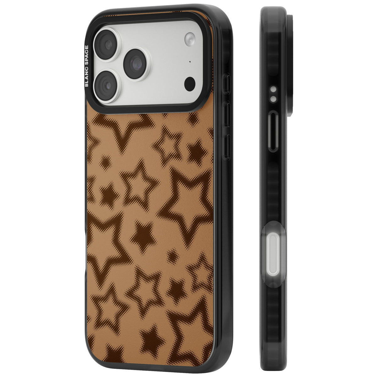 Latte Halftone Stars iPhone 18 Pro Max Impact Black Phone Case side