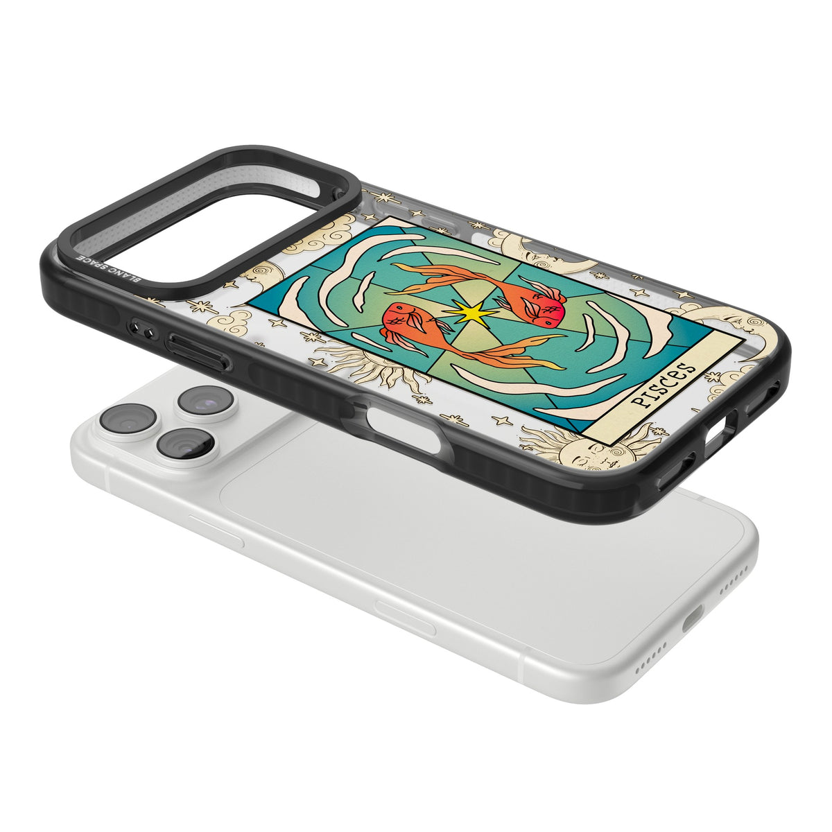 Celestial Zodiac Pisces iPhone 18 Pro Max Impact Black Phone Case angled